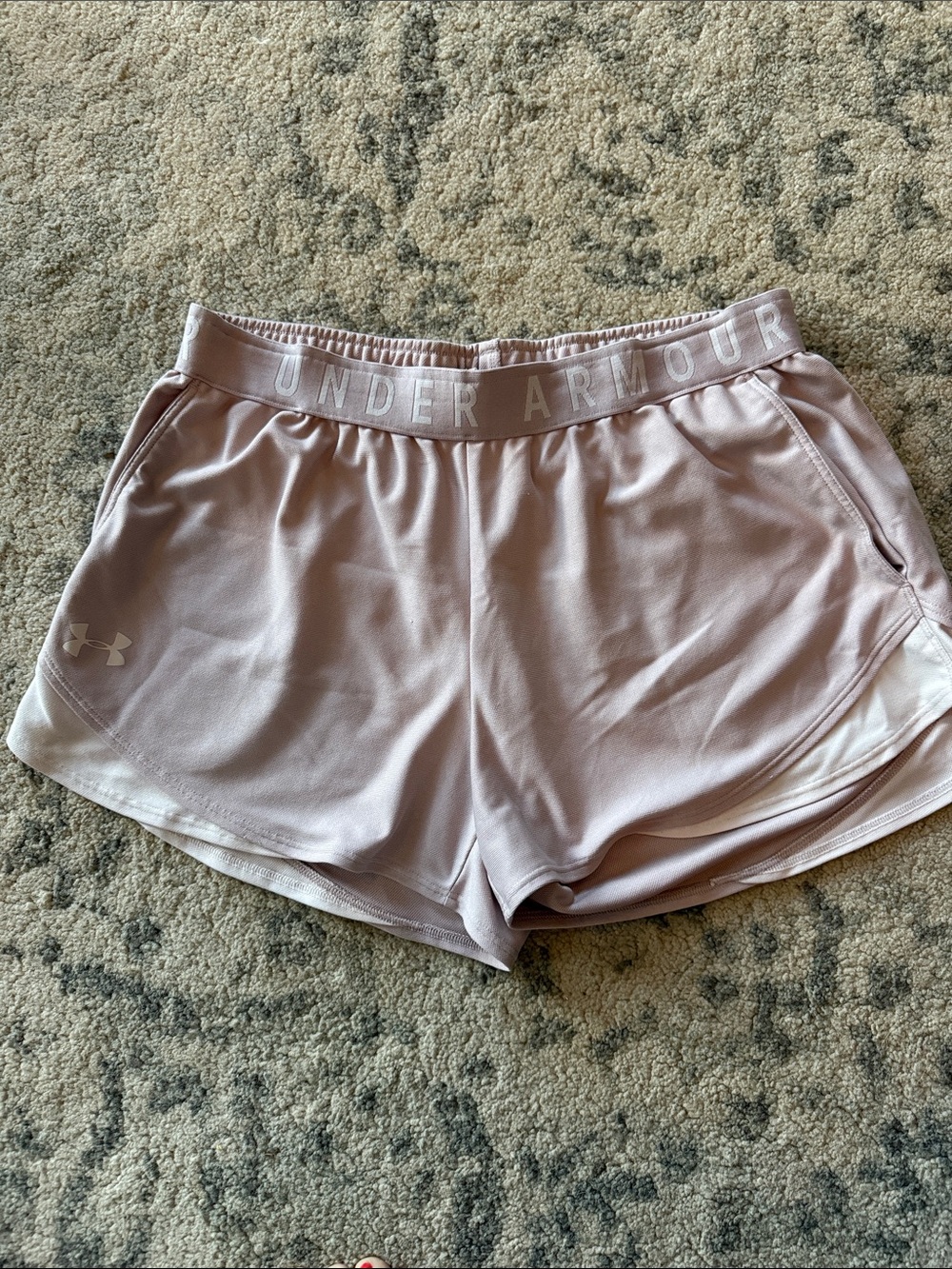 Under Armour Women's Mauve Athletic Shorts with Branded Waistband